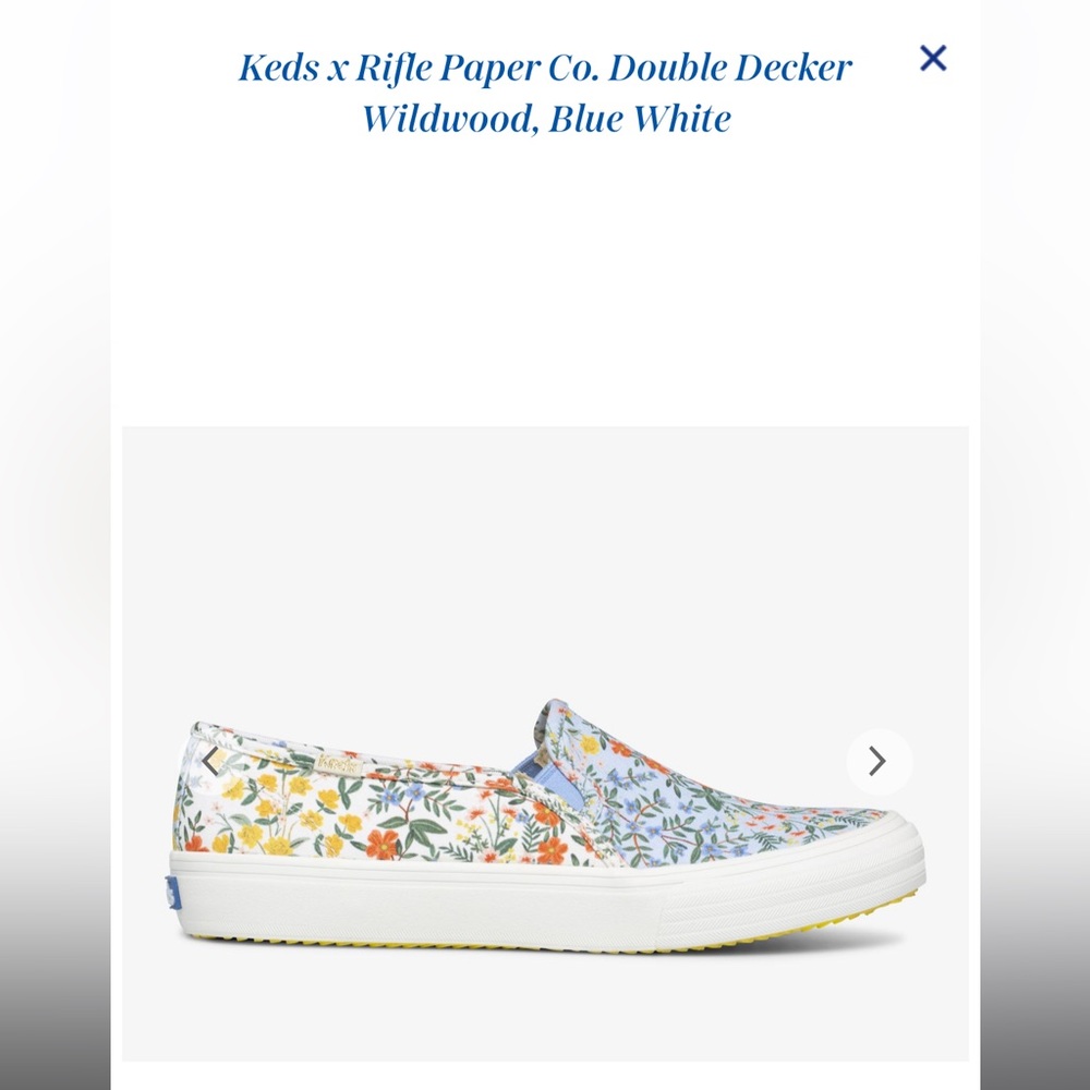 Keds x Rifle Paper Co. Double Decker Wildwood Slip On Sneaker size 9